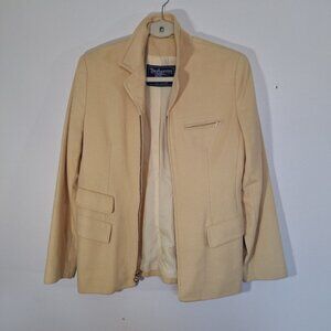 Burberry Womens Yellow full Zip 100% Lambswool Jacket size 8